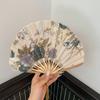 Woman Men Silk Flower Folding Fan Portable Retro Shell Fan Hand Fold Fan  Living Room Cabinet Decor