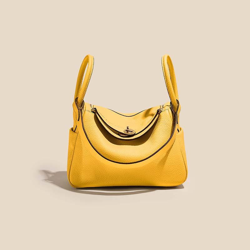 New Mini Lindy Bag 19cm (NO LOGO) Genuine Leather Boston Bag Real Cowhide Fashion Versatile Women Single Shoulder Crossbody Handbag