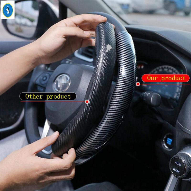 Auto-Lenkrad-Dekor Griffschutz Abdeckung Zierleiste Passend für Cadillac XTS XT4 XT5 XT6 2015 - Kohlefaser-Optik Zubehör