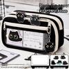 2025 New Little Black Cat Transparent Pencil Case for Girls - Trendy Stationery Box for Elementary, Middle, and High School Students