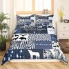 Deer Hunting Bedding Set Queen American Flag Duvet Cover Queen Size For Boys Teens, Room Decor Full Size With 2 Pillowcases