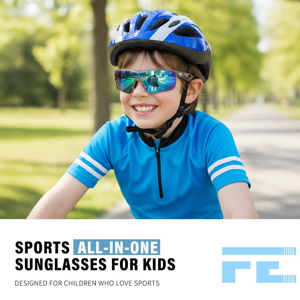 Feisedy Kids Sports Polarized UV TR90 Ultralight Sunglasses for UV B2454 Sunglasses, Lenses, Protection, Golf, Jogging, Baseball, Basketball, Fishing,