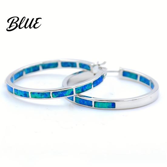 Artificial Opal Jewelry 1 Pair Lady Hoop Earrings Faux Moonstone
