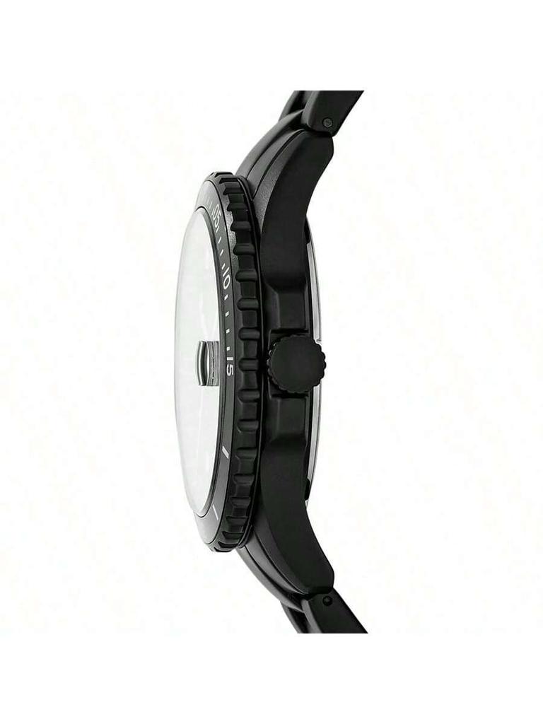 Fossil Men's Quartz Stainless Steel Three-Hand Watch, Featuring a Stainless Steel Case and Scratch-resistant Glass, Model FS5697.