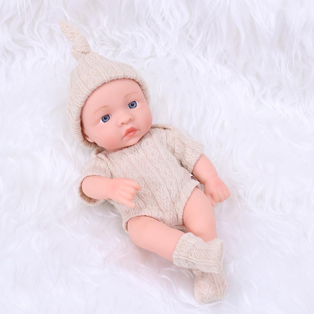 20cm Reborns Toddler Popular Realistic Cute Girl Doll with Braided Sweater Hat Soft Body High-quality Handmade Doll