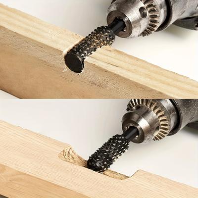 10 pezzi di punte per trapano per intaglio del legno, set di punte per trapano per raspa rotante da 1/4" 6 mm, gambo a forma di scalpello rotante in rilievo per lavorazione del legno fai da te