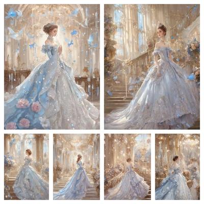 5D Diy Diamond Painting Kit Princess Girl Full Square Round Diamond Embroidery Colorful Flower Handmade DIY Mosaic Home Decoration