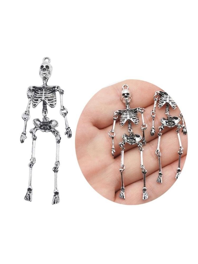 A52E Halloween Retro Skeleton Pendant DIY Alloy Necklace Hang Tags CN