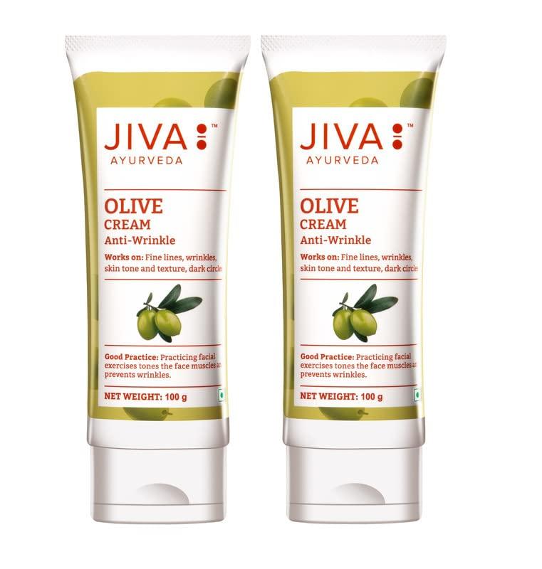 Jiva Olivencreme 100g Packung mit 2 | Ayurvedische Gesichtscreme zur Hautfeuchtigkeitspflege, Anti-Aging, Faltenreduzierung und Kollagen-Booster