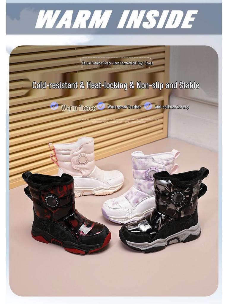 2024 Kids' Mid-Calf Winter Snow Boots for Boys and Girls