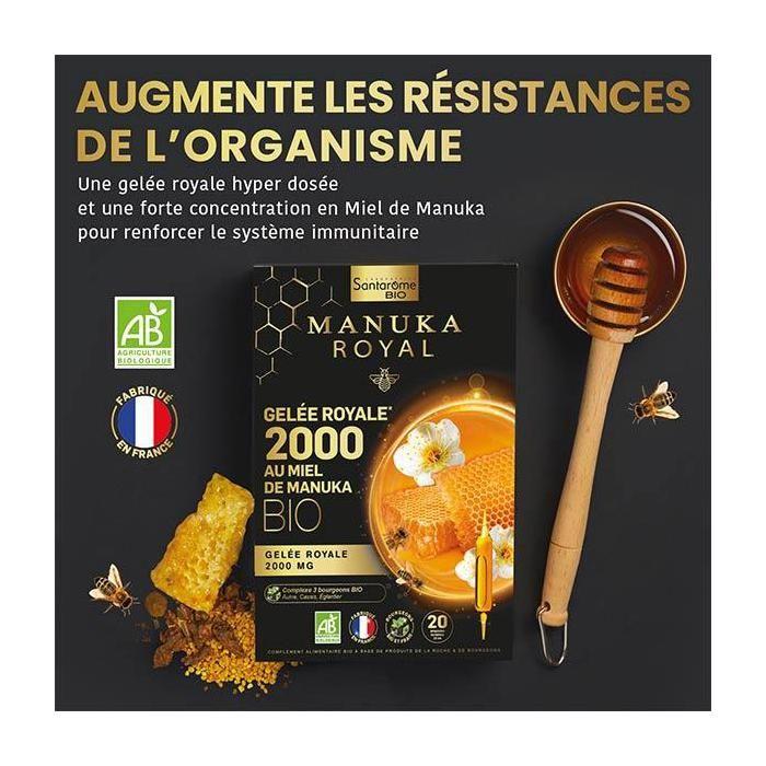 Santarome Bio - Gelée Royale 2000 Miel De Manuka Bio - 20 Ampoules