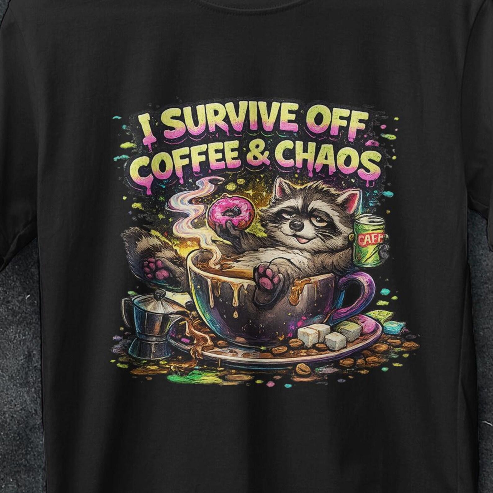 Raccoon Drinking Iced Coffee Shirt, Coffee Lover Shirt, Raccoon Coffee Shirt, funny, Animal Lover Gifts, Iced Coffee Raccoon, Raccon shirt M