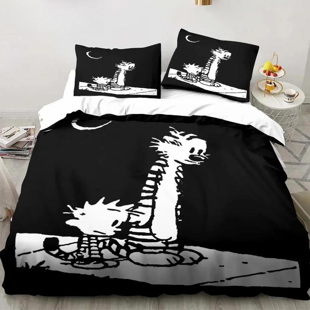Cartoon Bedding Set C-Calvin&Hobbes 3D Printed Duvet Cover Set Soft Single Twin Double Queen King Size for Kids Child Gift Comic