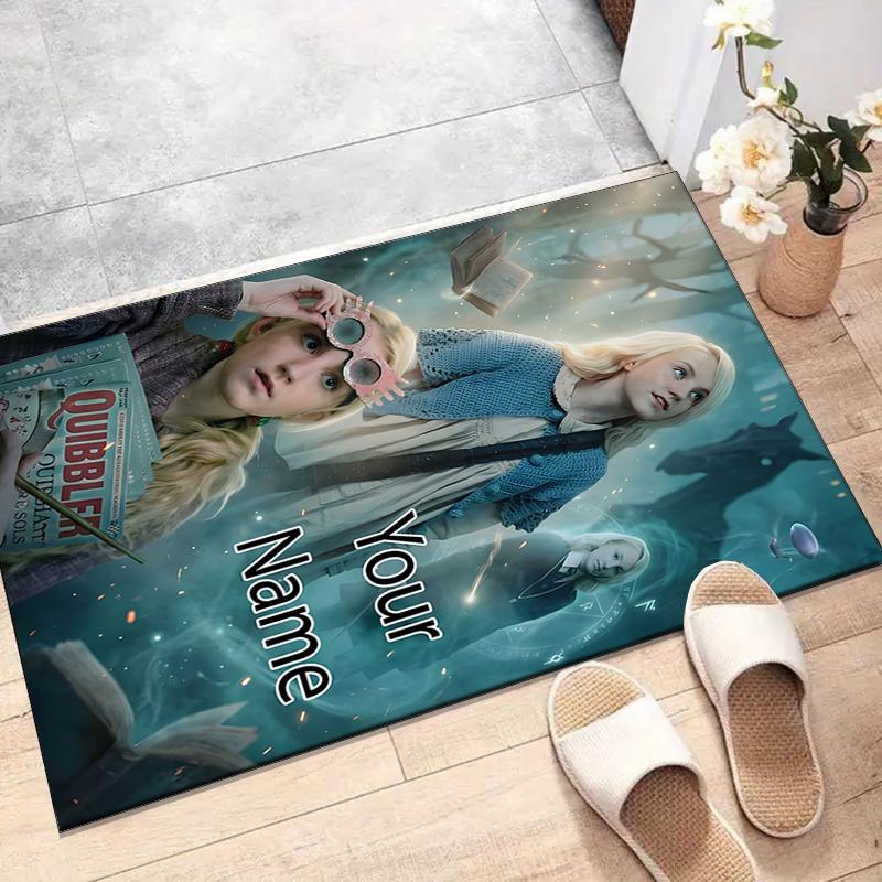 Hogwarts Design Area Rug Personalized Name- Non-Slip, Soft & Cozy Floor Mat for Living Room, Office - Indoor/Outdoor Carpet