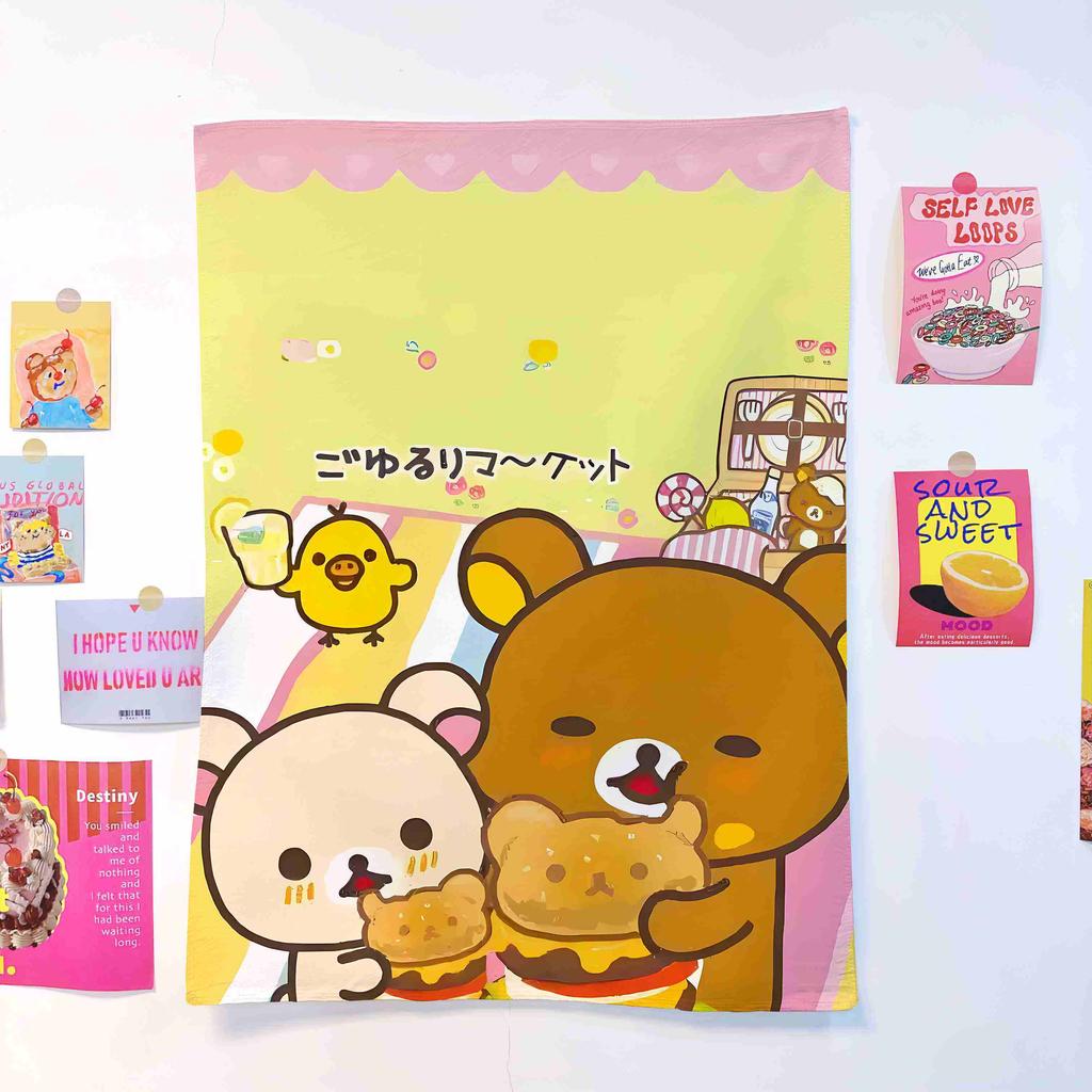 Neuer Cartoon Anime Bär Niedlicher Stil Wandteppich Ästhetisches Wandbehang für Schlafzimmer Dekor Hintergrundtuch