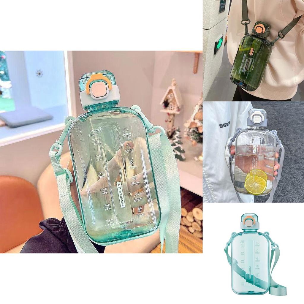 Flacher Typ Raumbecher mit Riemen Outdoor-Sport Wasserflasche für junge Erwachsene