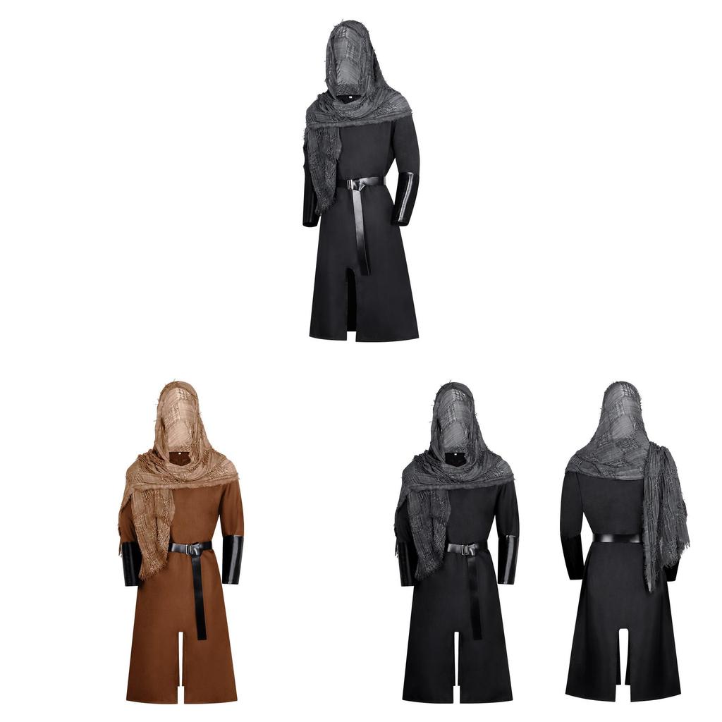 Medieval Knight Cosplay Costume With Hood For Fantasy Role Play And Halloween