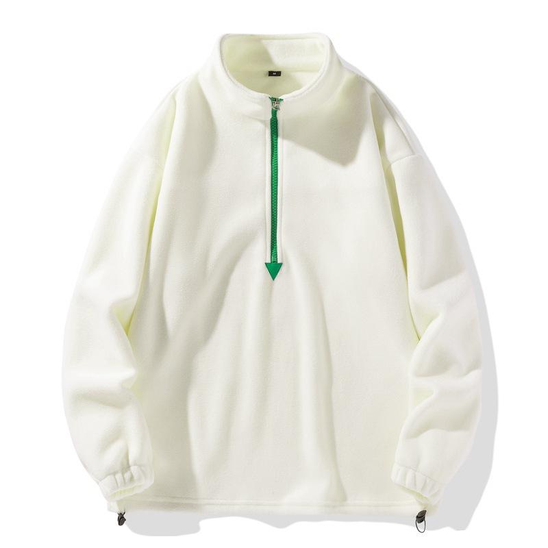 

Весенне-осенний свитер с круглым вырезом и воротником-стойкой, свободный повседневный свитер, универсальный топ для мужчин M грязно-белый