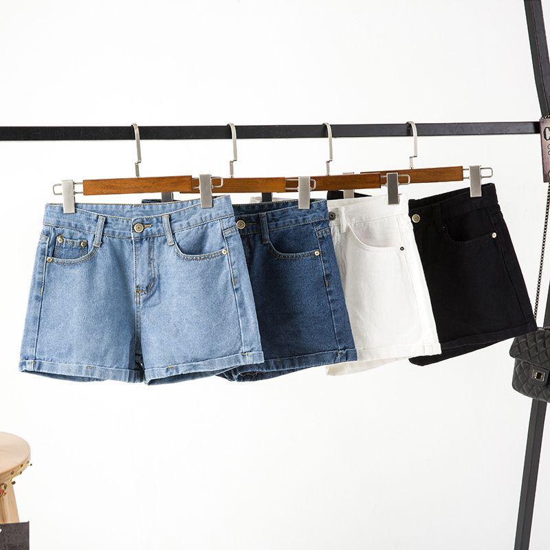 Plus Size Ladies Vacation Style Denim Shorts Oversize Women's Clothing
