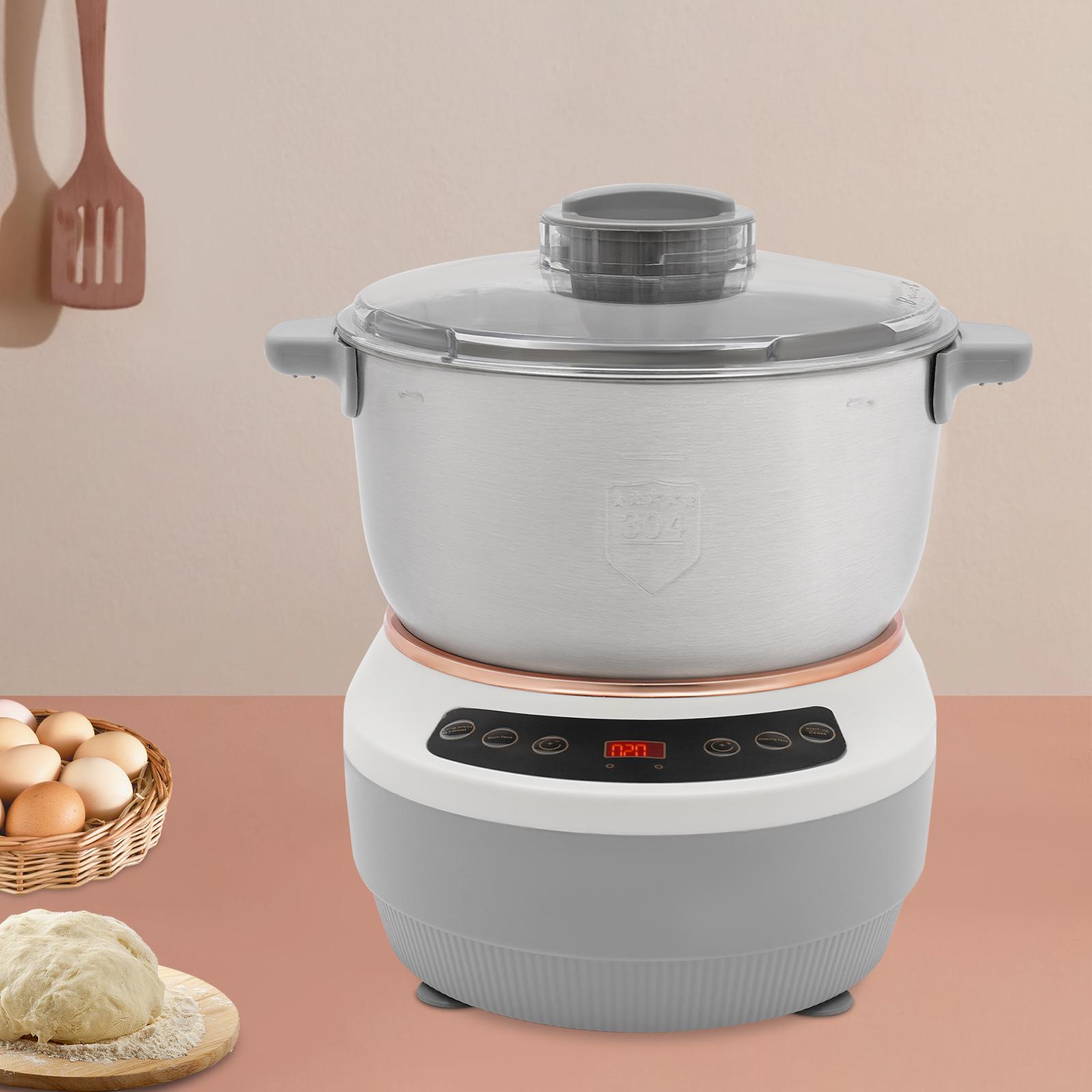 5L Stainless Steel Dough Mixer Machine,Silver Electric Dough Maker with Ferment Function for Breakfast Shops argento