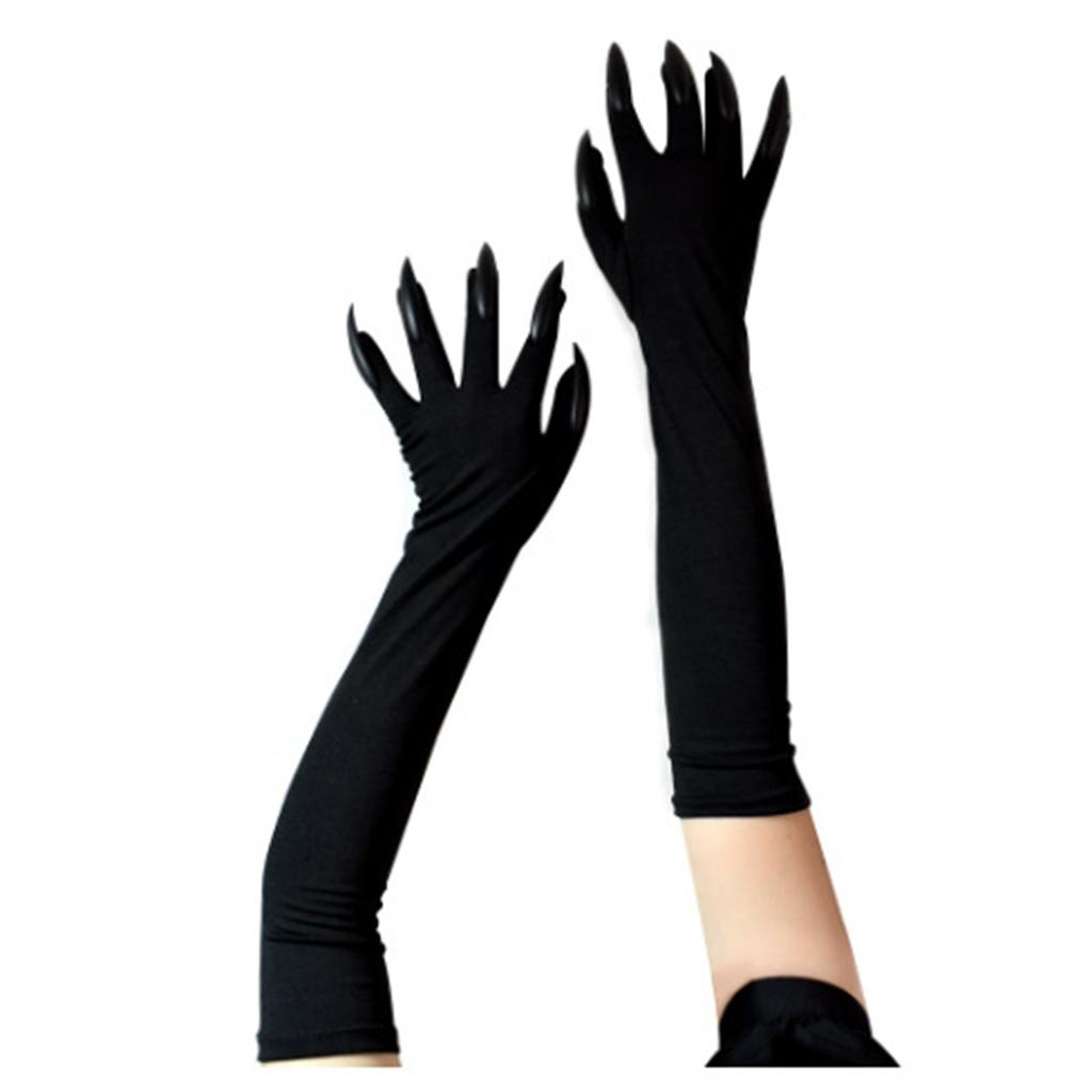 1pair Halloween Funny Gloves Paw Gloves Long Fingernails Horror Theme Party Supply for Halloween and Stage Performances
