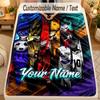 Flannel BlanketBlue Lock Custom Name Text Personalized Soft Warm Throw Blanket Home Decor Gift