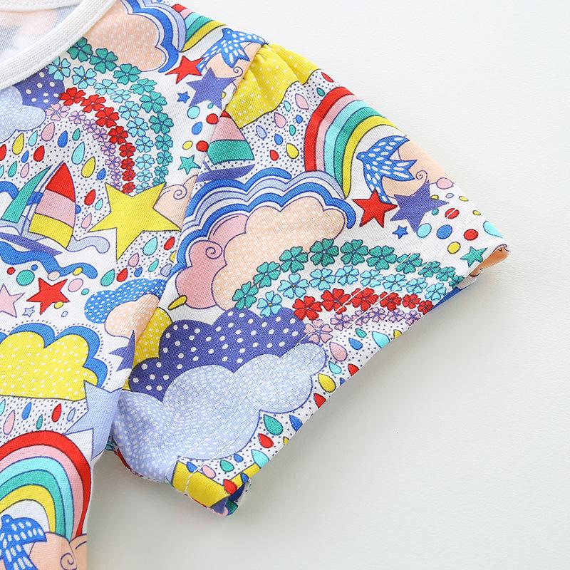 2024 Children Clothing Girls Dress Summer Fashion Cartoon Print Princess Dress for Girl and Toddlers Knitted Cotton Kids Dresses