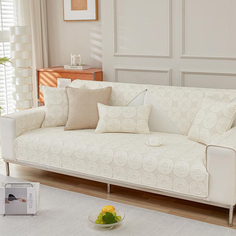 Solid Color Cotton Sofa Cushion, Universal Cover Cloth Towel For All Seasons, Simple Modern Sofa Cover  New Non-Slip Seat Cushion