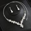 Popular Accessories Delicate Crystal Rhinestone Necklace Earrings Dress Two-Piece Set