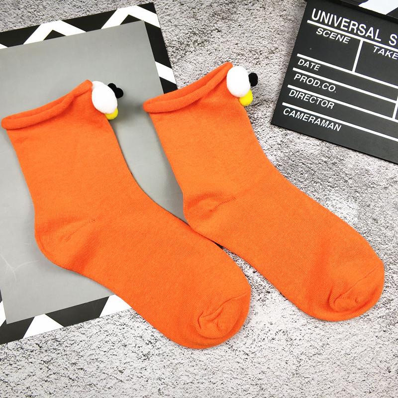 3d three-dimensional big eyes cute cartoon candy color women's cotton tube socks