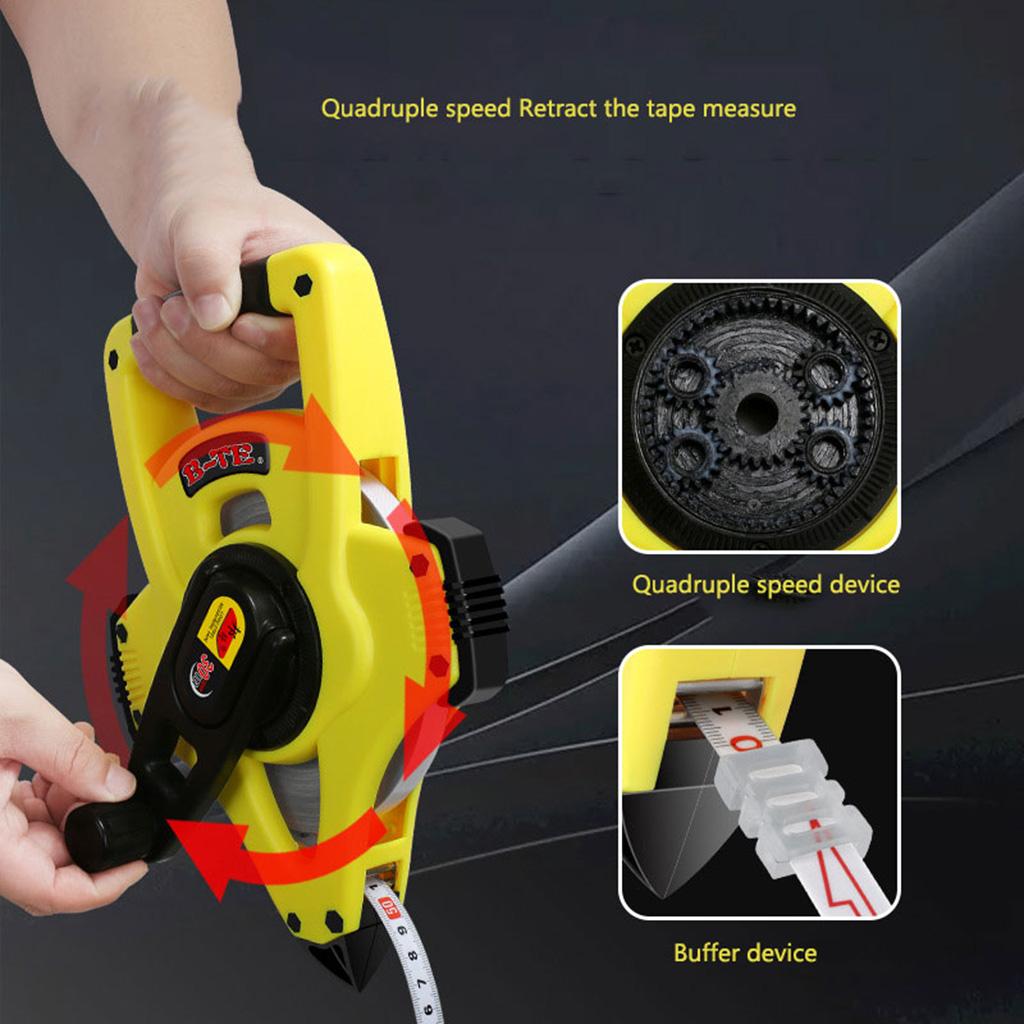 Measuring Tape Open Reel Portable Fiber/Steel Tape Measure Measuring Tape Tool Waterproof Tape 4X Returning