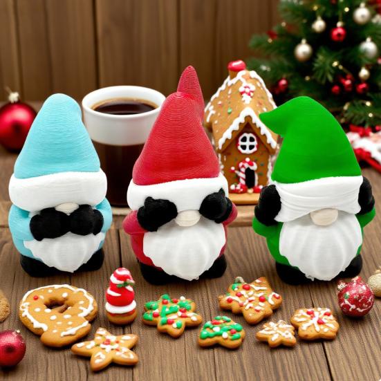 1/3Pcs 3D Printed Christmas Gnome Ornament No See Hear Speak Mini Faceless Dwarf Figurine Statue Sculpture Home Office Desktop Decoration