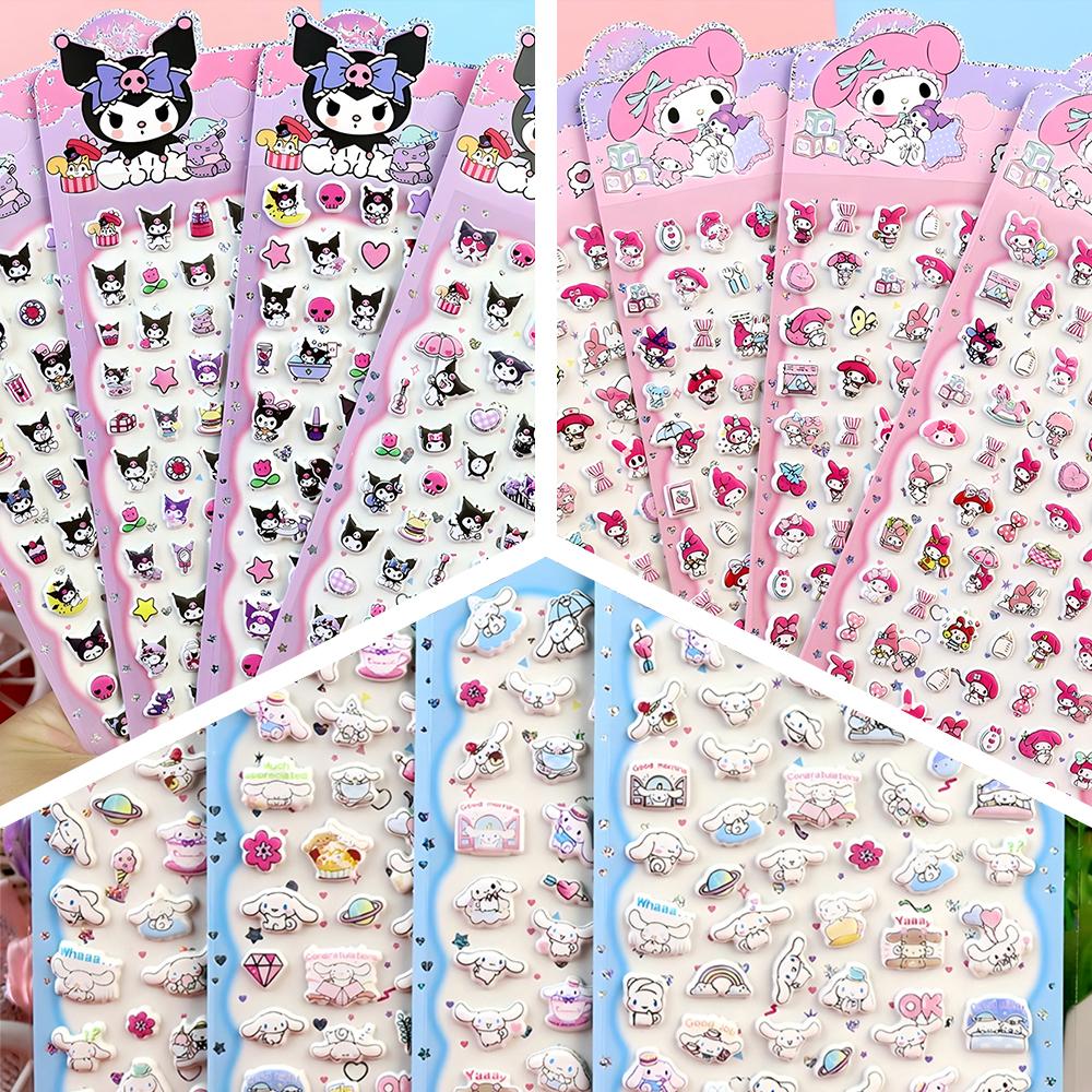 Cute Sanrio Series 3D Relief Stickers Aesthetic Decoration Decals Kawaii Cinnamoroll My Melody Kuromi Cartoon Bubble Sticker Toy