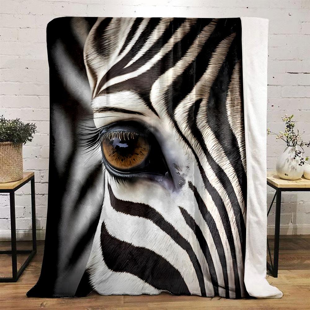 Zebra Eye Close-up Blanket Bedroom Blanket for Livingroom Couch Lunch Break Soft Throw for Friend's Festival Gift