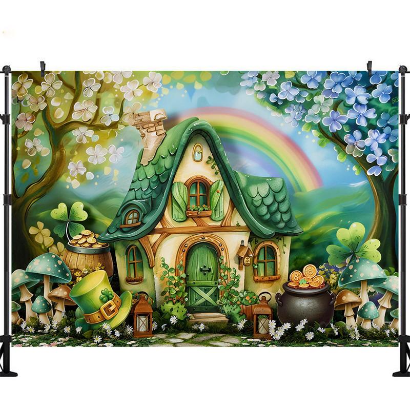 LS Photography Background Green Leave Saint Patricks Day Kid Birthday Party Cake Smash Portrait Decor Backdrop Photo Studio