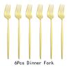 6pcsset Fork Salad Set Dinner Fork Dinnerware Cutlery Stainless Steel Long Handle Fork Blcak Rainbow Gold Fork Tableware Silverware Set