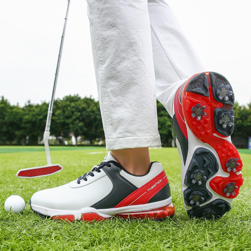 Professional Golf Shoes With Nails Men Outdoor Non-slip Men's Golfing Spikes Leather Waterproof Air Cushion Sports Shoes For Men