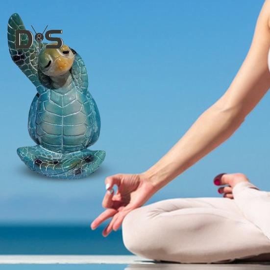 Yoga Meditation Sitting Turtle Figurine Resin Sea Turtle Statue Model Animal Sculpture Ornament Indoor Outdoor Garden Home Office Decoration Birthday