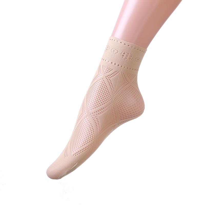 Calzini da donna in rete nera a pois con pizzo - Estivi, Sottili, Corti e Casual