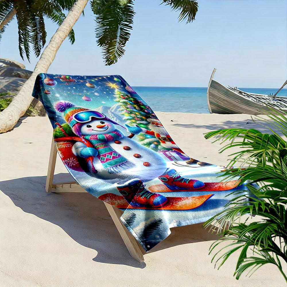 Vibrant winter wonderland scene Print beach towel, quick drying, suitable for travel, outdoor sports, jogging, the beach and swimming, gift