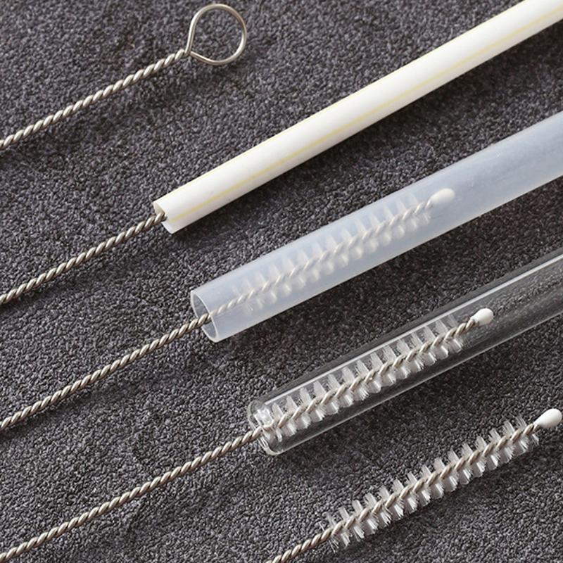 Drinking Straw Cleaning Brush Kit Straw Tube Pipe Cleaner Nylon Stainless Steel Long Handle Cleaning Brushes For Straws