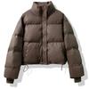 Parka scurtă de iarnă caldă pentru femei, jachetă pufă din piele artificială, cu fermoar, cu mânecă lungă