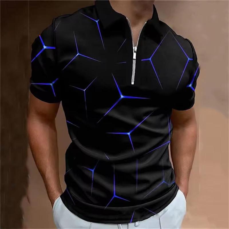 T-shirt short sleeved 3D printed fashion abstract geometric pattern POLO T-shirt