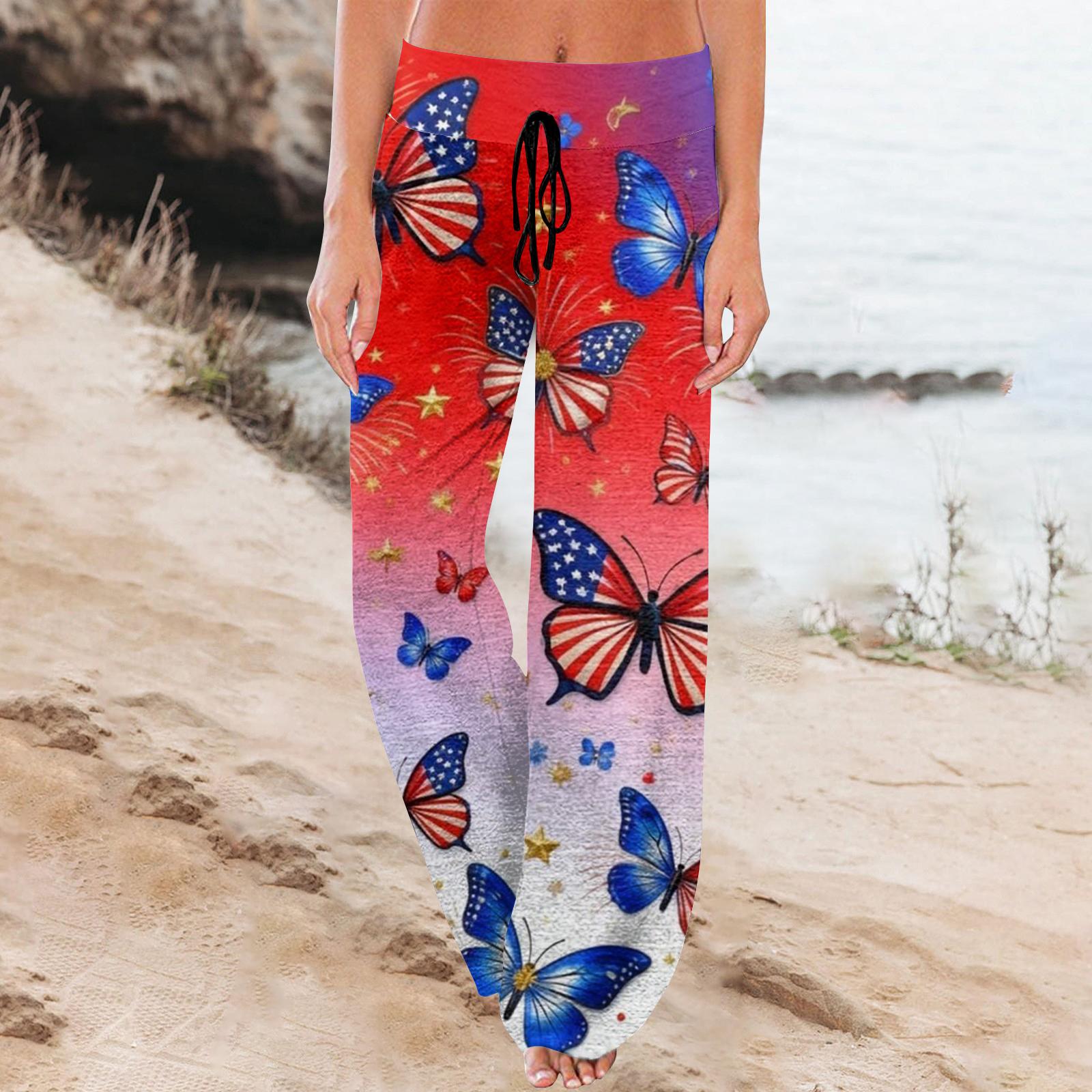 

Women s Fashion Loose-Fit Drawstring Elastic Waist Casual Printed Pants XL кавун червоний колір