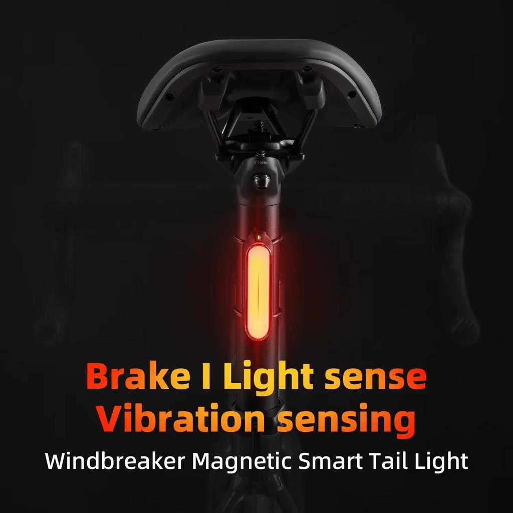 ROCKBROS Bicycle Magnetic Rear Light IPX6 Waterproof Tail Light 7 Lighting Modes Smart Brake Sensor Rear Light Bike Accessories