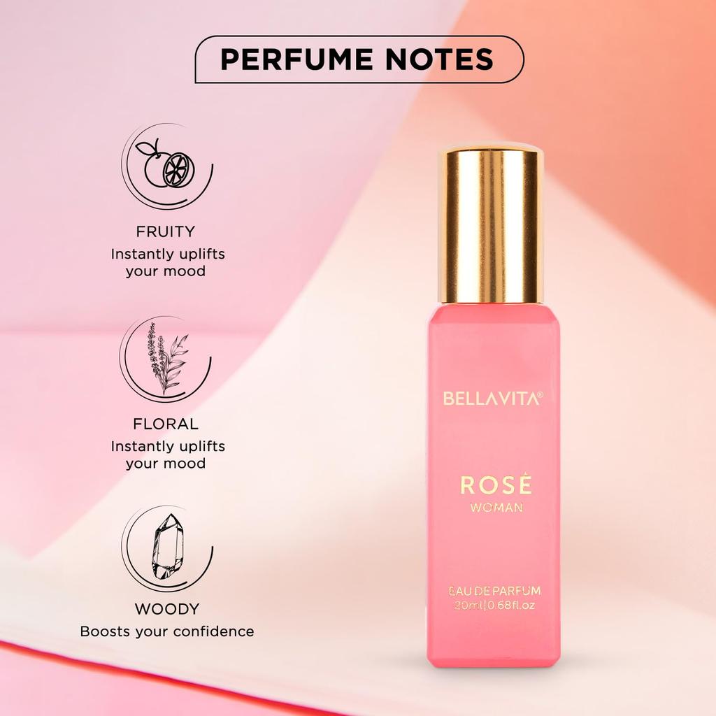 Bella Vita Luxury Organic Rose Woman Eau De Parfum 20 ML Long Lasting Floral Woody Fragrance for Women