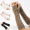 Winter Hand Gloves Soft Warm Gloves Arm Crochet Hollow Out Fingerless Gloves