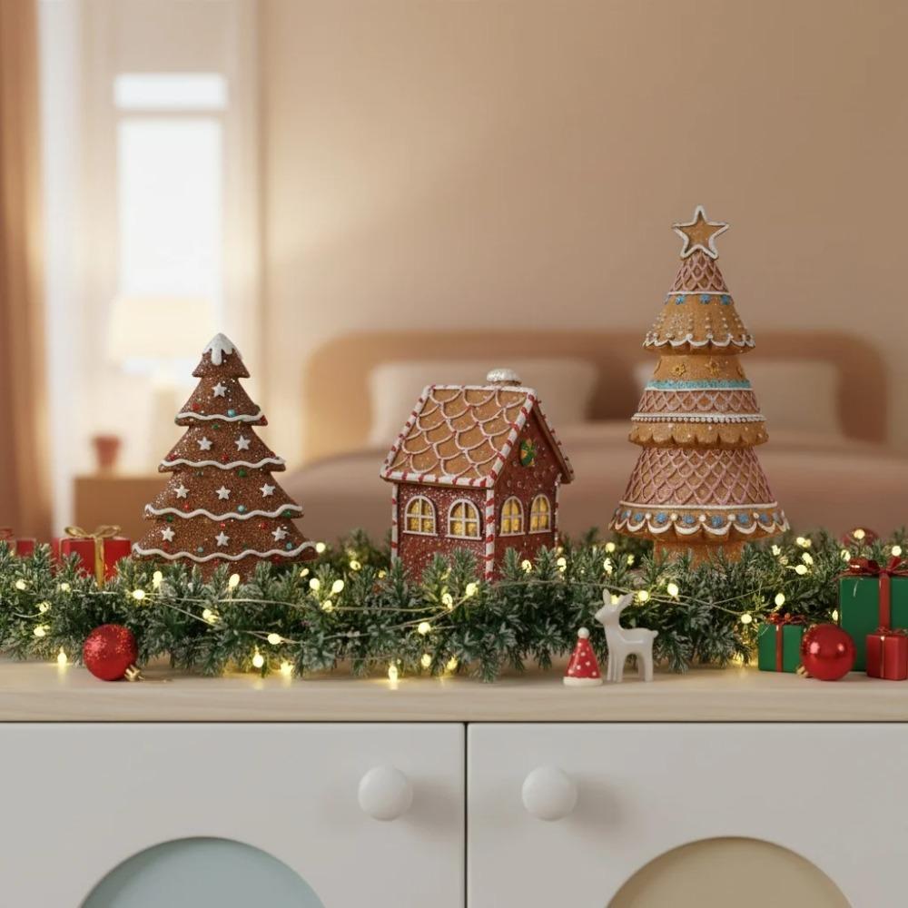 Simulated Gingerbread Christmas Tree Ornament Hand Painted Xmas Tree Ornament  Festive