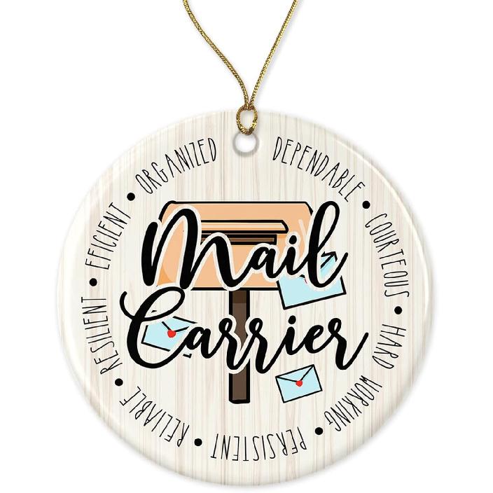 HTDesigns Mail Carrier Ornament - Best Ever Gift for Mailman - Car Charm - Printed on Both Sides Printed on Both Sides