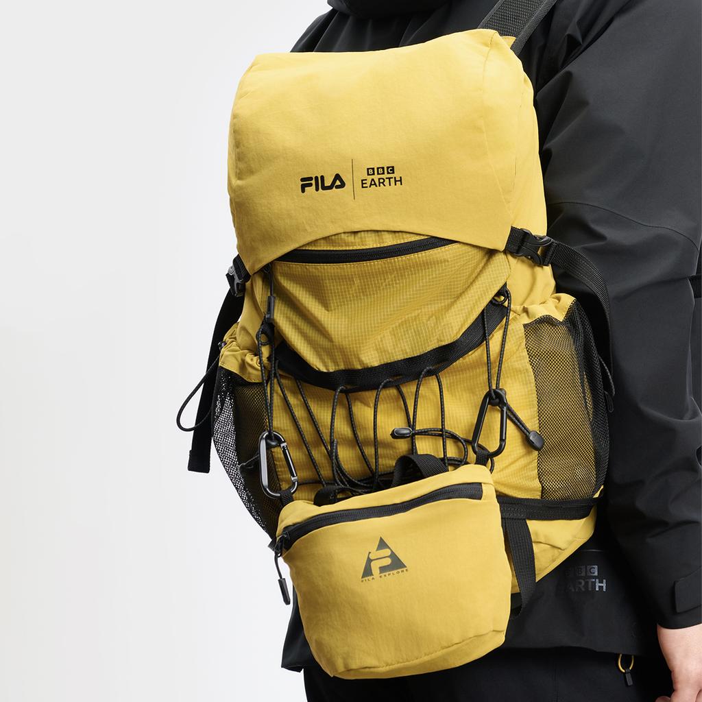 New FILA BBC EARTH Collaboration Collection Fabric Backpack Regular Men's Coconut Cold Yellow A13M437101FYE